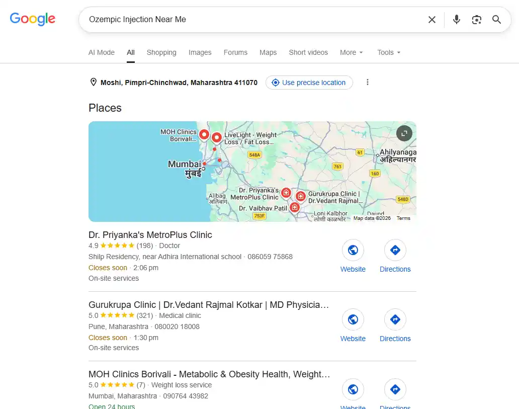 Ozempic Injection Near Me GBP Ranking