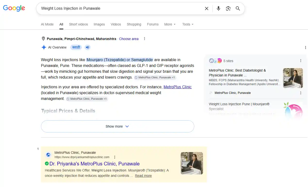 Weight Loss Injection in Punawale AI Overview SERP
