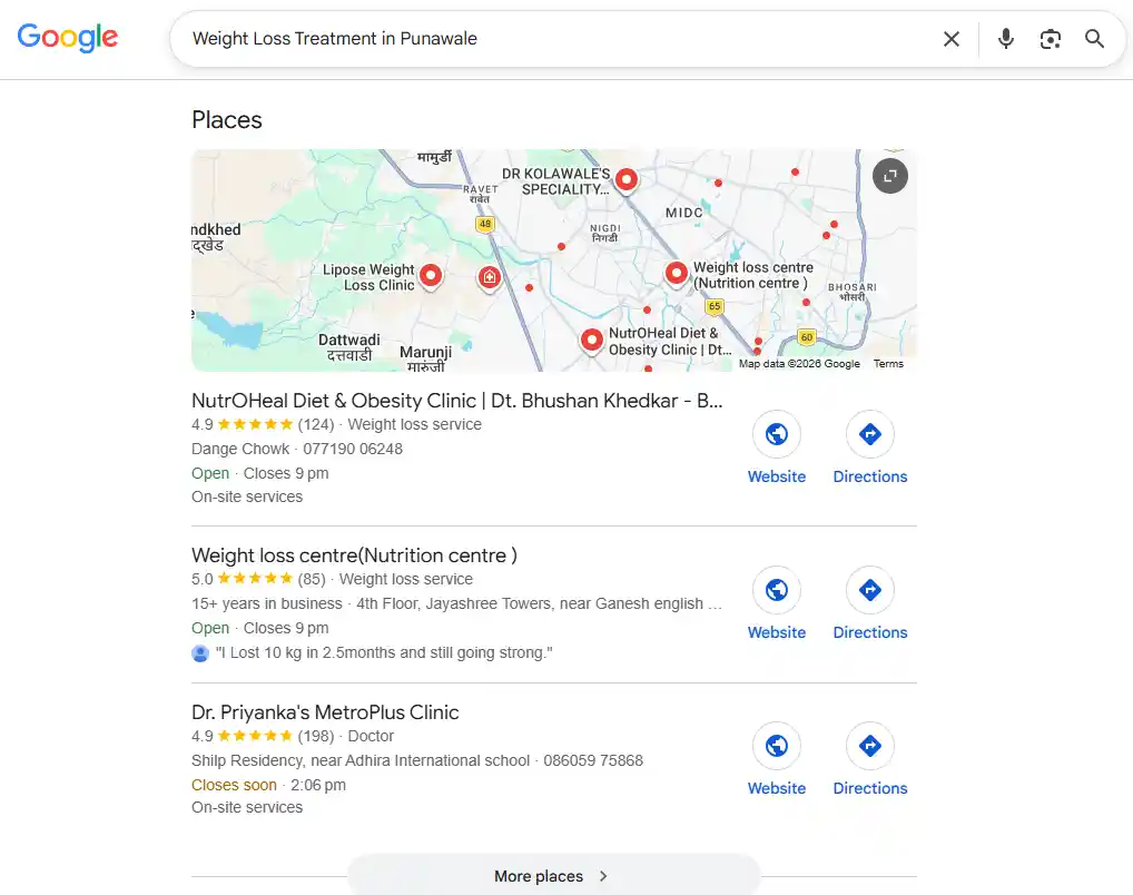Weight Loss Treatment in Punawale GBP Ranking